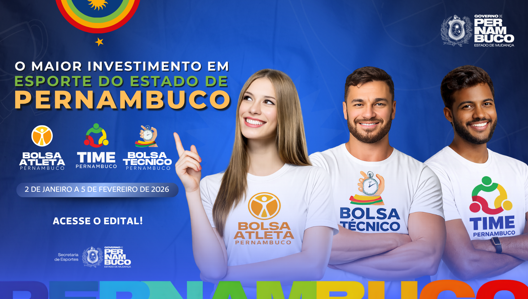 Secretaria de Esportes lança edital dos programas Bolsa Atleta, Bolsa Técnico e Time PE 2025